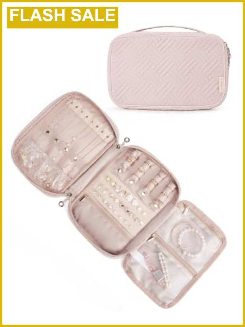 Travel Jewelry Organizer Case with PU Leather Earring Plate Necklace Bracelet